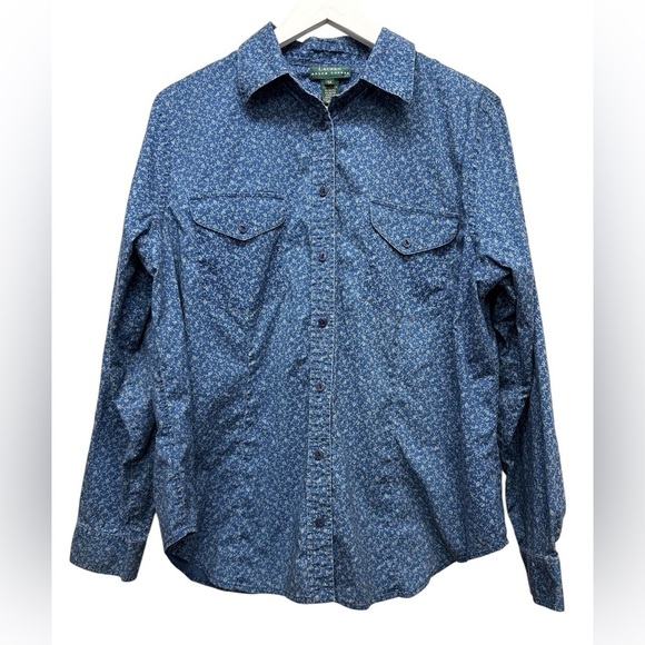 Lauren Ralph Lauren Tops - Lauren Ralph Lauren Women’s Blue Button-Up Shirt Top Blouse Sz 1X